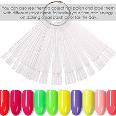 150 Stück Nail Art Tips Ring Stick,  Transparent Farbe Karte Platten Nagellack Display Ring Sticks, Nagel Salon Übungen Display Nail Tips
