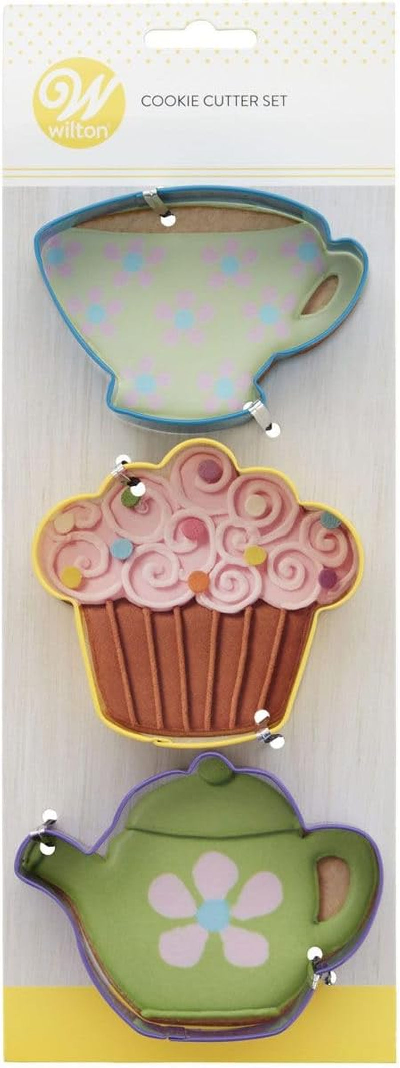 Wilton Tea Party Cookie Tin 3 Pièces : Tea Party Cookie Tins Aluminium Cookie Tins : Tasse à Thé Théière et Muffin Cuisine Cuisson DIY - Set/3