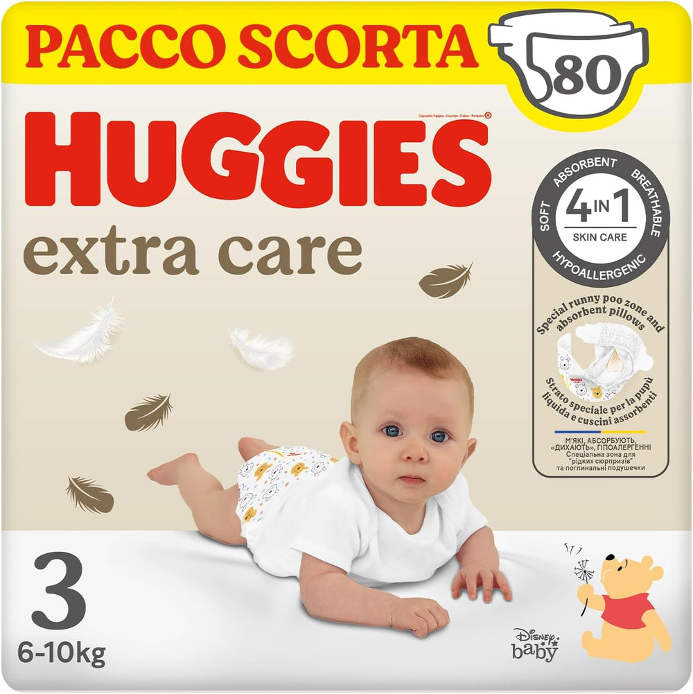 Couches Huggies Extra Care, taille 3 (6-10 kg), 2 paquets de 40 couches