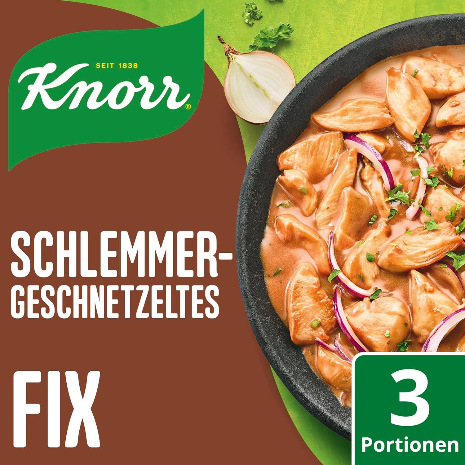 Knorr Fix Würzmischung Schlemmer-Geschnetzeltes für ein leckeres Fleischgericht sans geschmacksverstärkende Zusatzstoffe 43 g 1 pièce