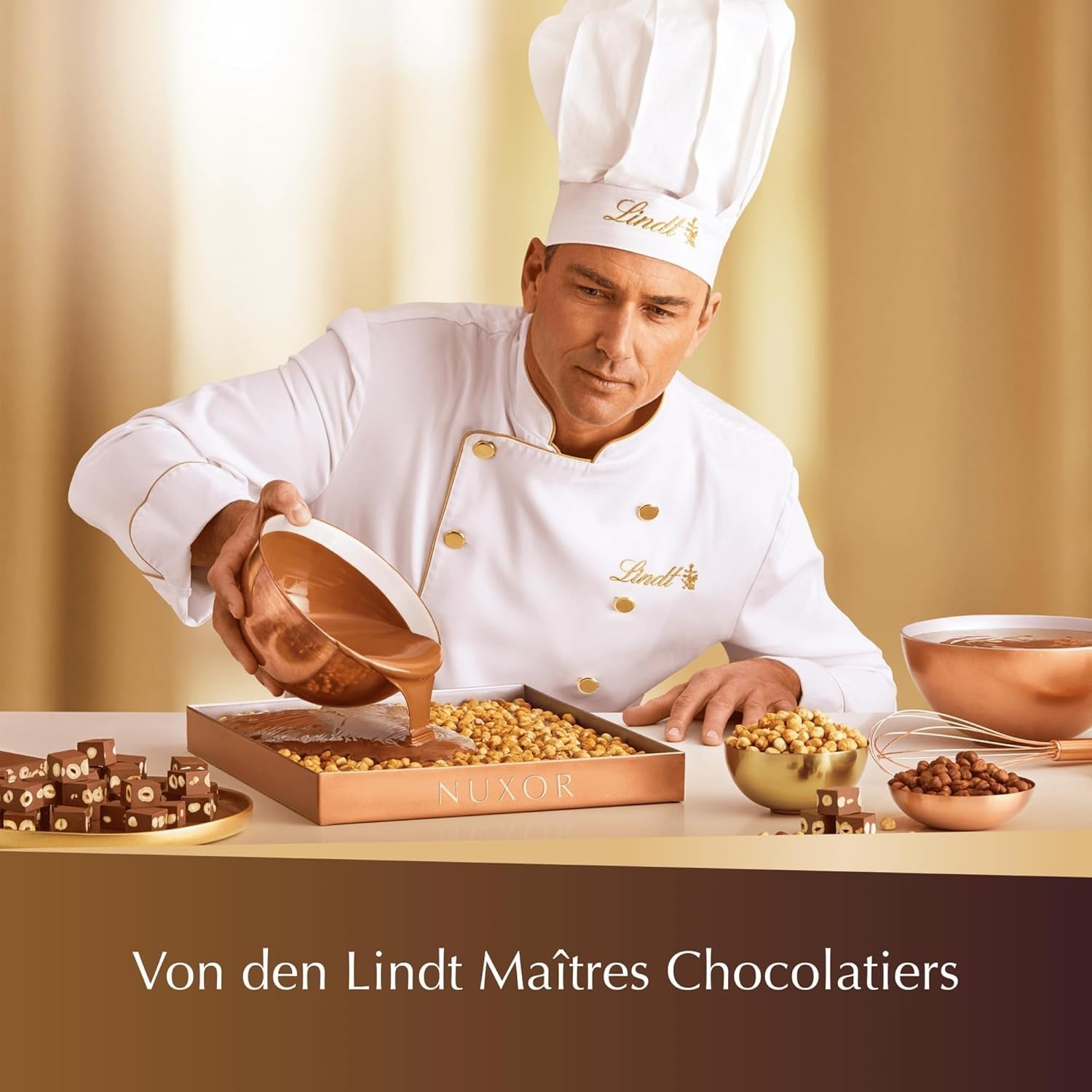 Lindt NUXOR, Gianduja crémeux (lait et noir) aux noisettes entières torréfiées, 206 grammes Naty Shop Chocolates