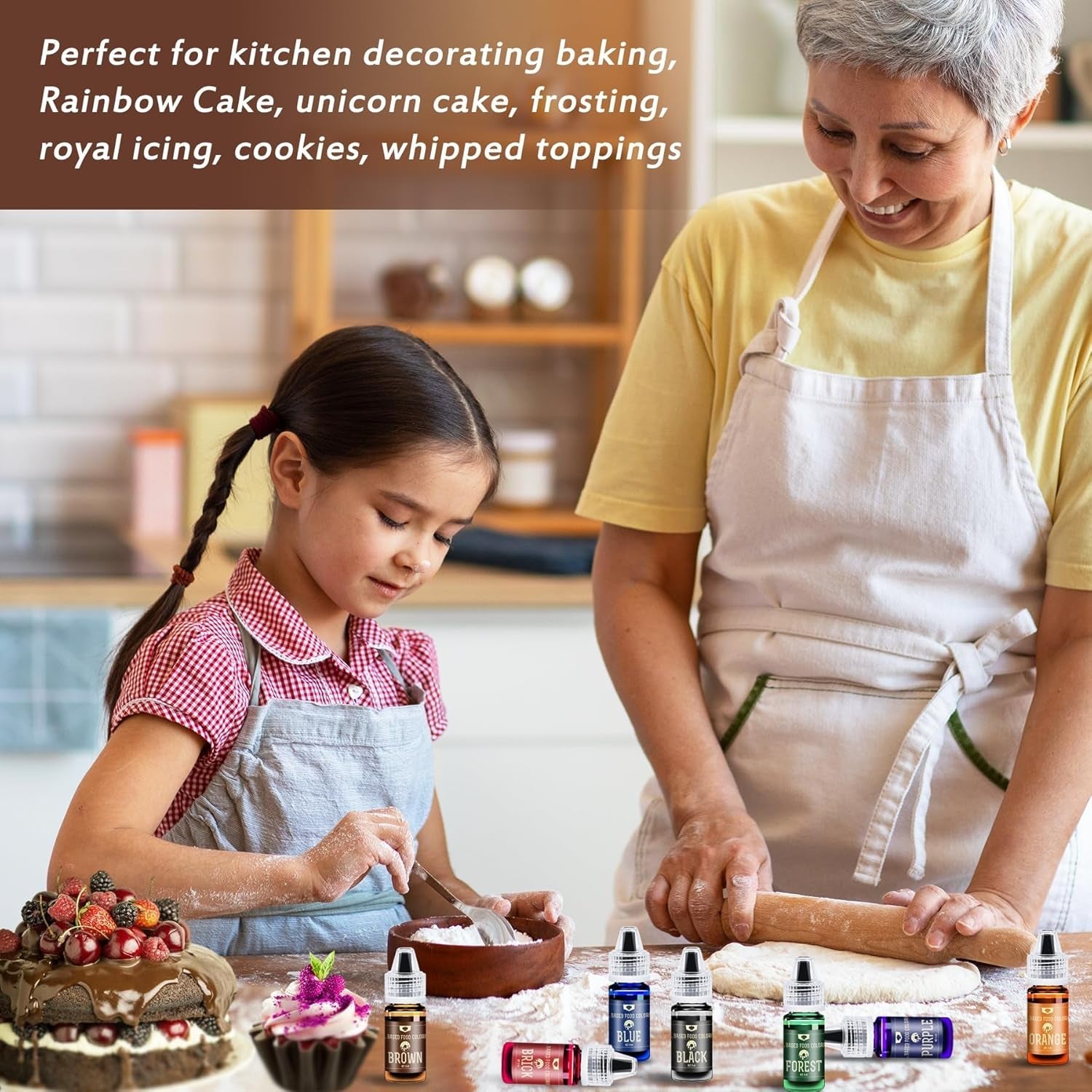 Colorant alimentaire liposoluble chocolat - 10 couleurs colorant alimentaire à base d'huile pour fondant, pâtisserie, gâteaux, biscuits - colorant alimentaire liquide sans saveur pour beurre de cacao, gâteaux, crème au beurre - 6 ml chacun