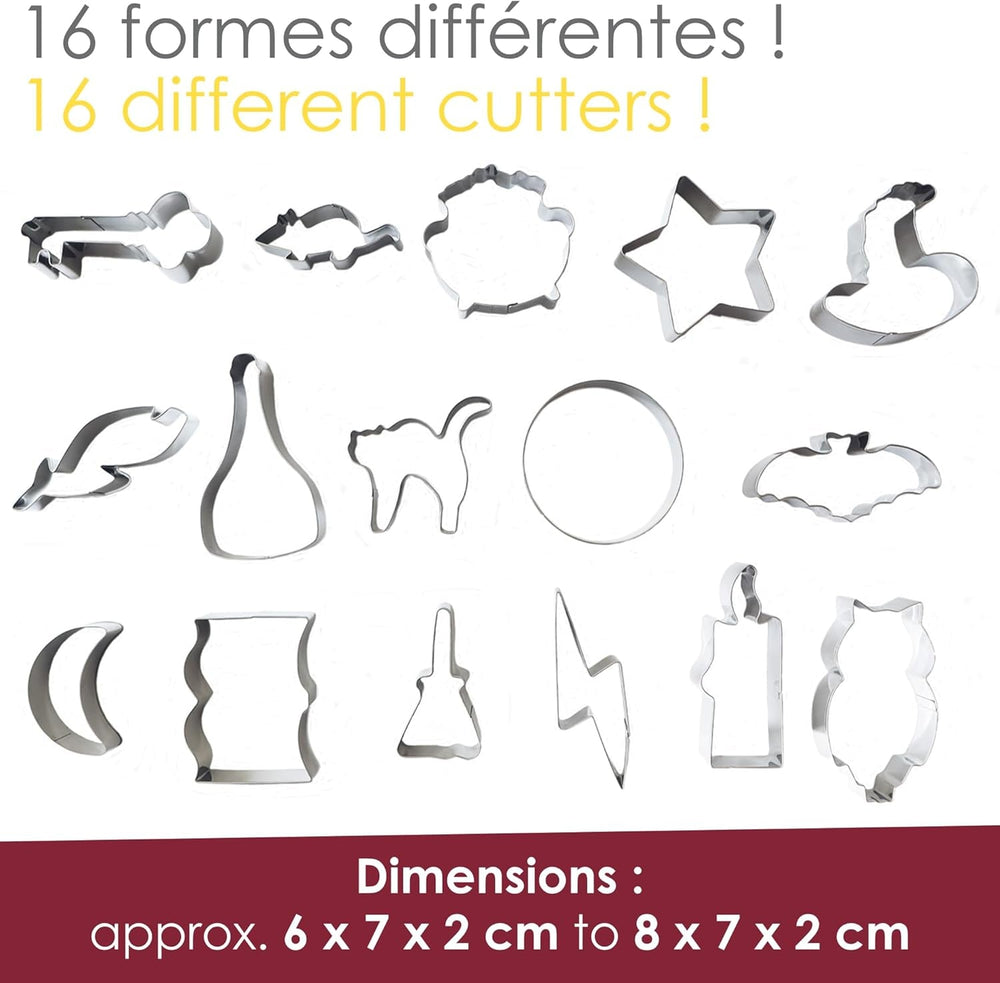 ScrapCooking – Găleată cu 16 Forme Magiciene pentru Biscuiți – Forme Metalice pentru Biscuiți – Forme pentru Torturi Mici – Magie, Idee de Cadou pentru Coacere, Zi de Naștere Magică – 2029, Metalice