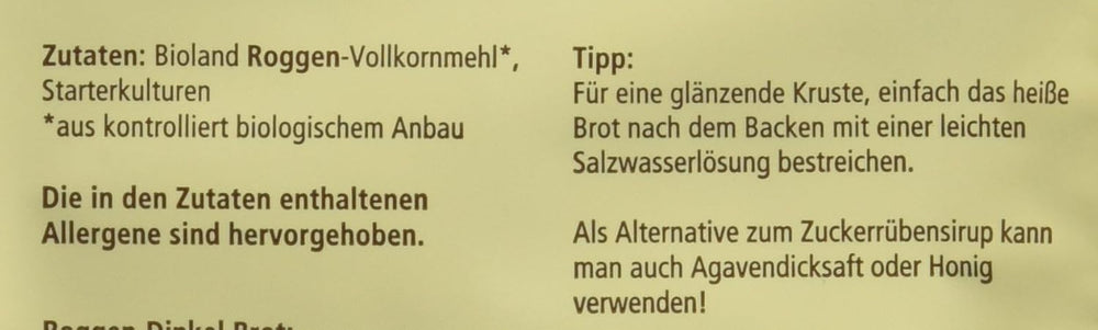 Lecker'S Bio Vollkorn Sauerteig (10 X 30 G) Amestec pentru copt si gatit Naty Shop