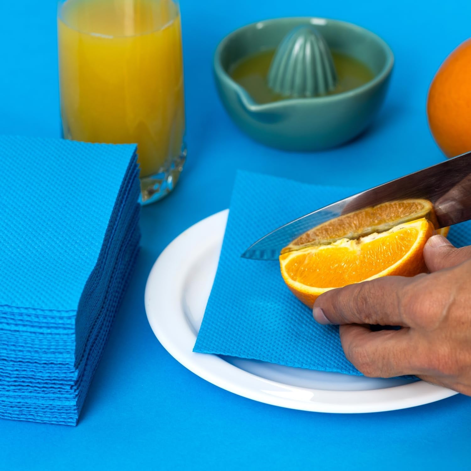 Serviettes en papier Renova, étiquette rouge bleue 70 serviettes