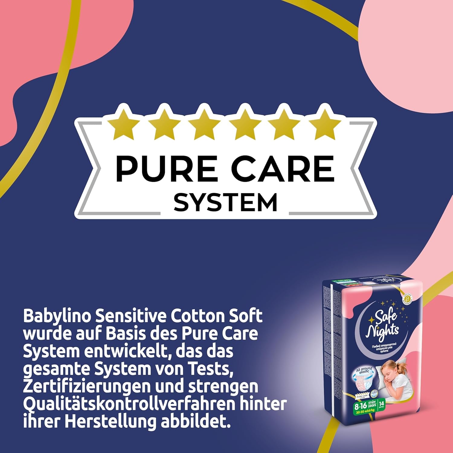 Safe Nights Girl, vêtements de nuit absorbants pour filles de 8 à 16 ans (30 à 50 kg), lot de 14