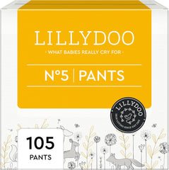 LILLYDOO Pantalons respectueux de la peau Taille 5 (12-17 kg) Boîte mensuelle (105 pièces)