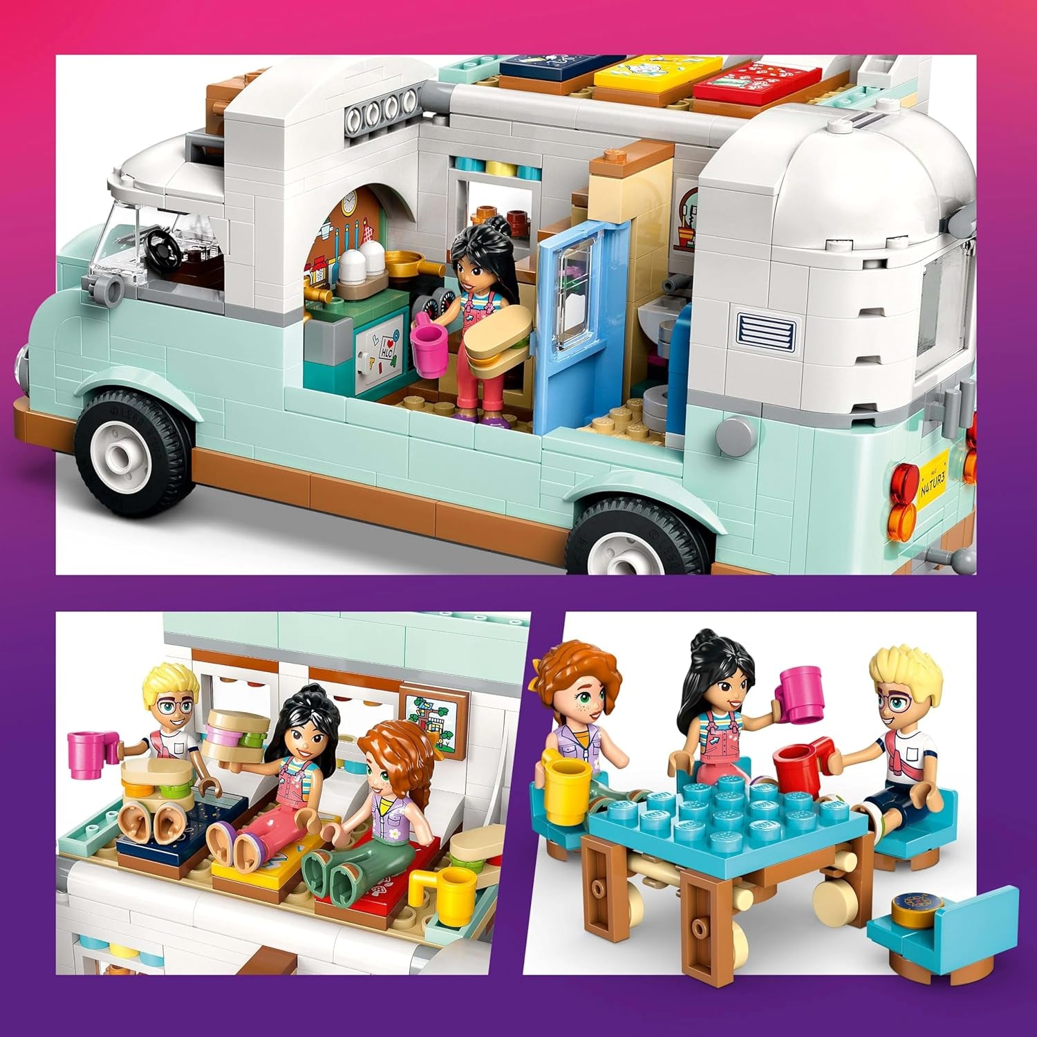 LEGO Friends Caravan, jeu de construction de rôle avec une caravane jouet, cadeau pour les filles à partir de 7 ans, jeu créatif avec 3 figurines et figurine d'animal furet 42663 Jeux de construction Besuche den LEGO-Store