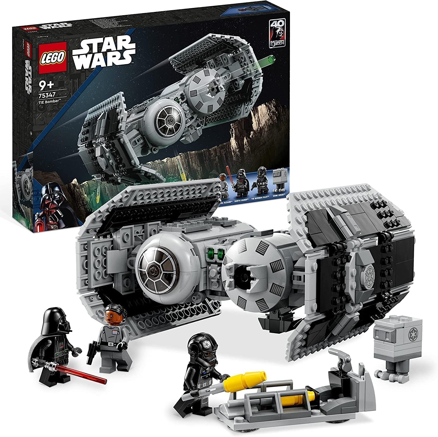 LEGO Star Wars Kit de modèle de bombardier TIE avec figurines de Dark Vador avec sabre laser et droïde Gonk, jouet à construire Starfighter en cadeau 75347 Jeux de construction Beuche den LEGO-Store Single