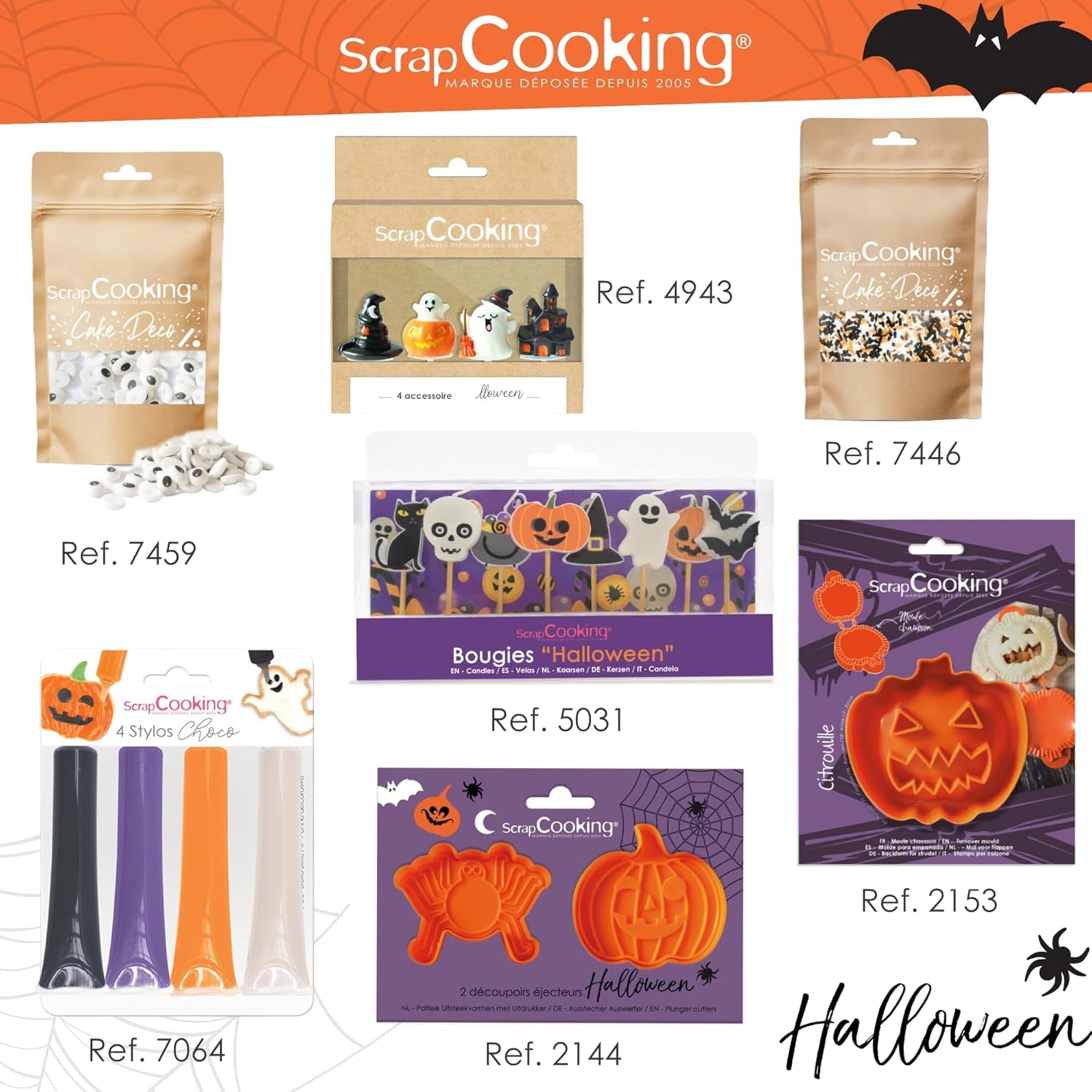 ScrapCooking - Tampon à pâtisserie en bois Halloween Designs - avec 1 forme de biscuit et cube en relief à 5 faces - 5298