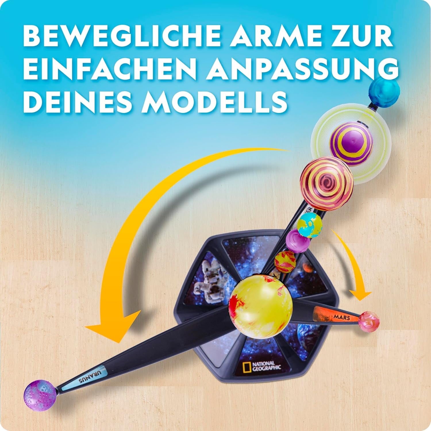 NATIONAL Geographic Leuchtendes 3D-Sonnensystem Modellbausatz für Kinder – Baue & Bemale EIN Planetensystem mit beweglichen Armen, Mint-Projekt für Kinder von 8-12 Jahren