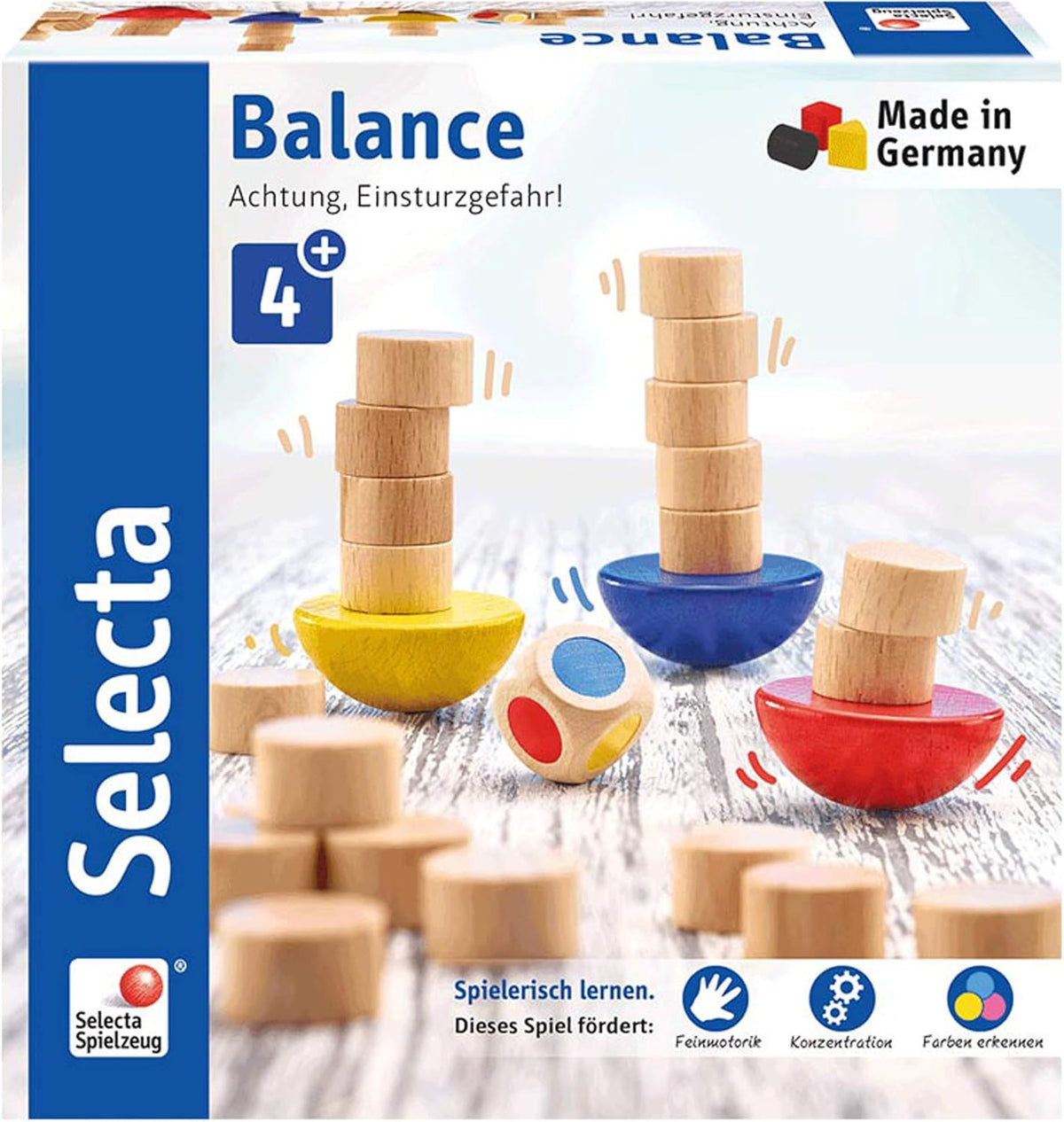 Selecta 63001 Joc de echilibru, zaruri și stivuire, multicolor
