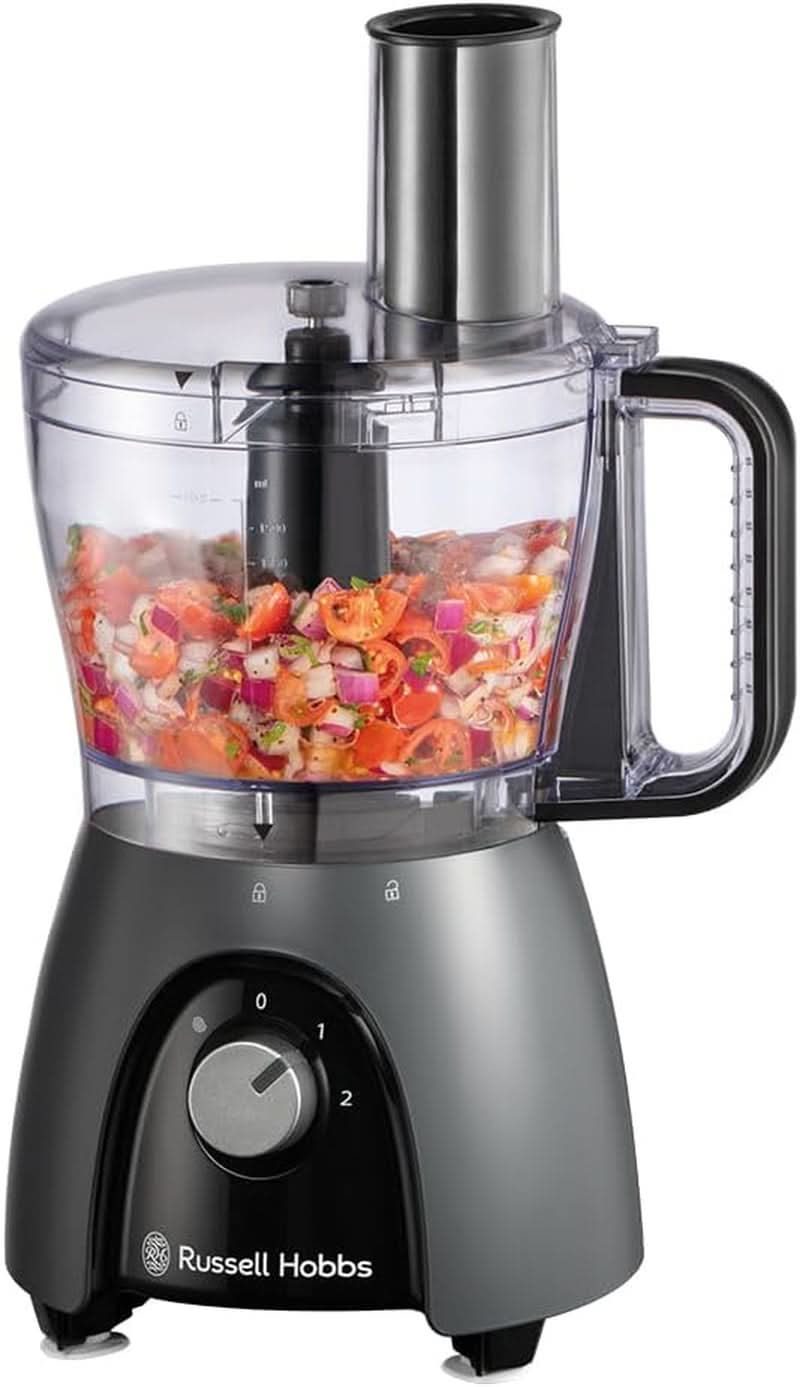 Robot de bucătărie Russell Hobbs [blender/tăietor de legume/mixer de masă/despicator/blender] Robot de bucătărie (frământare, amestecare și feliere), Matte Charcoal Bucatarie Naty Shop