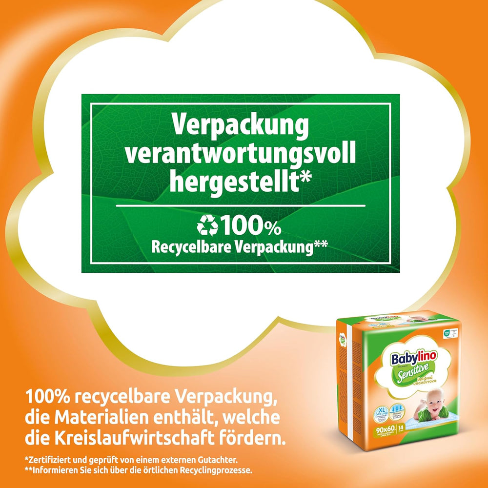 Lingettes humides sensibles, 90 x 60 cm, extra absorbantes, 14 pièces