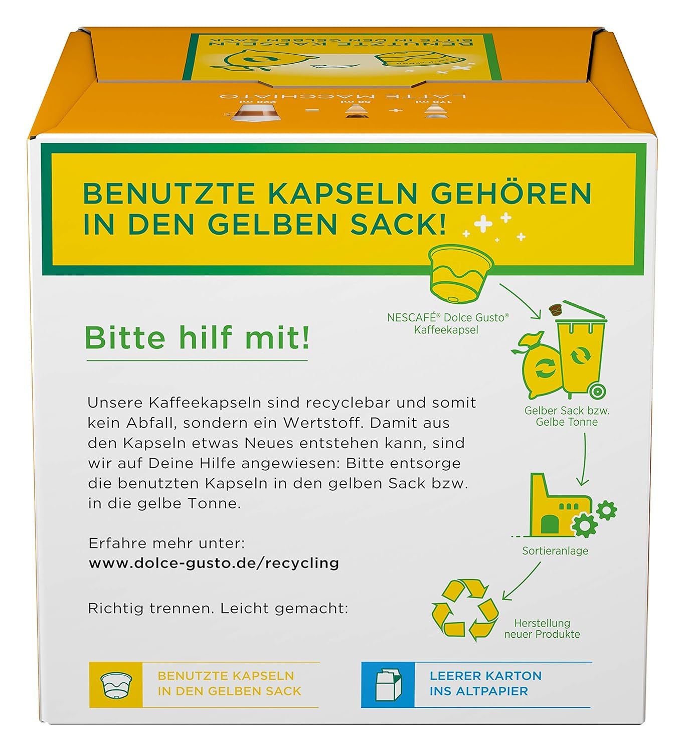 NESCAFÉ Dolce Gusto Latte Macchiato, 48 capsules de café, expresso aromatique, 3 étapes - Köstlichkeit aus feinem Milchschaum, capsules de gel aromatique, paquet de 6 (3x16 capsules)