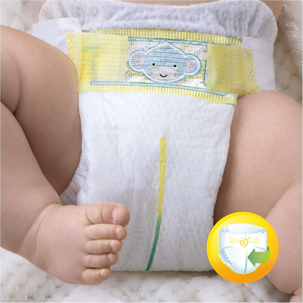 Couches Pampers Premium Protection pour nouveaux bébés, pack Jumbo, taille 1, 72 pièces