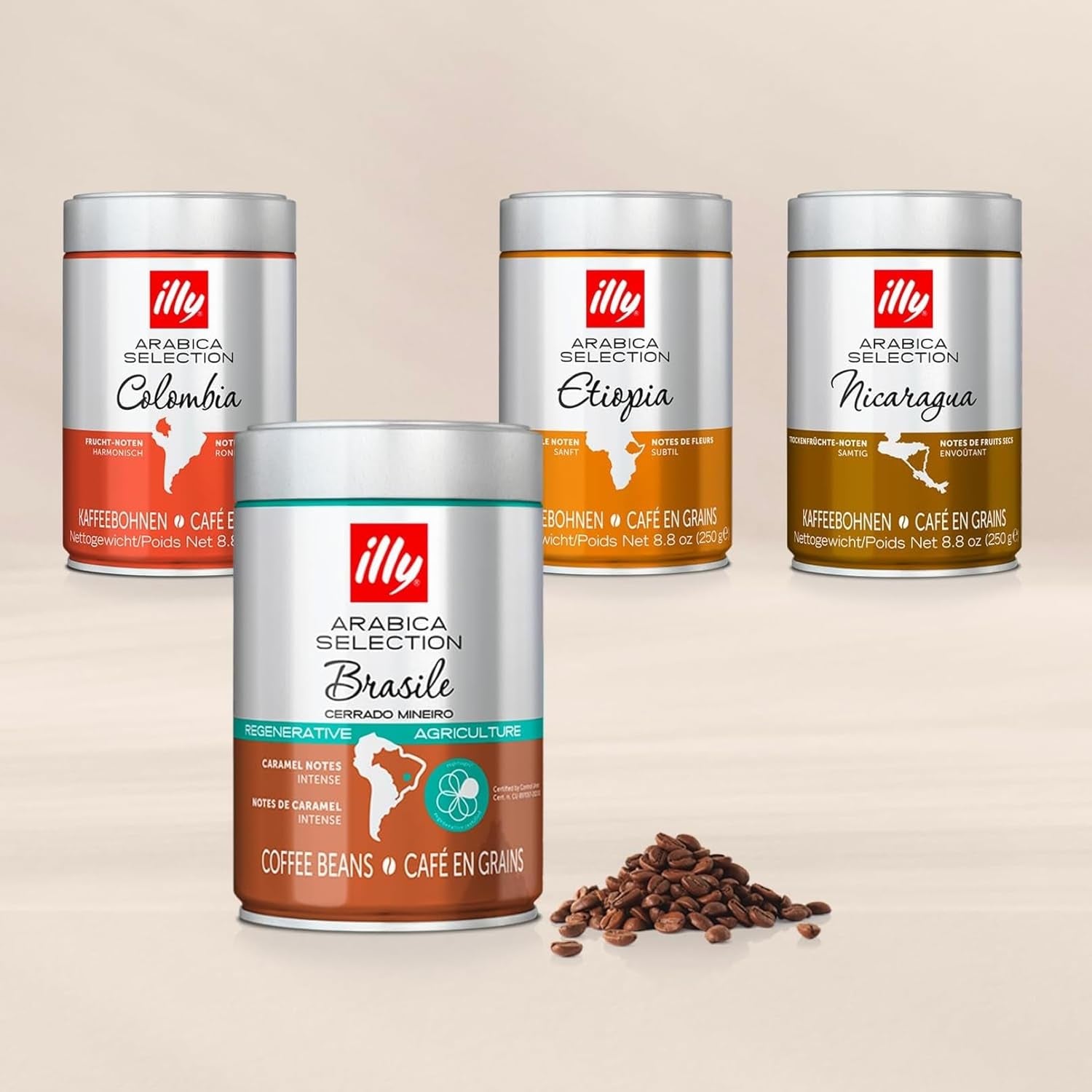 illy, Kaffeebohnen Arabica Selection Costa Rica, 100% Arabica avec caramel, notes de chocolat et vanille, sußer Gesmack, 1 dose avec 250g