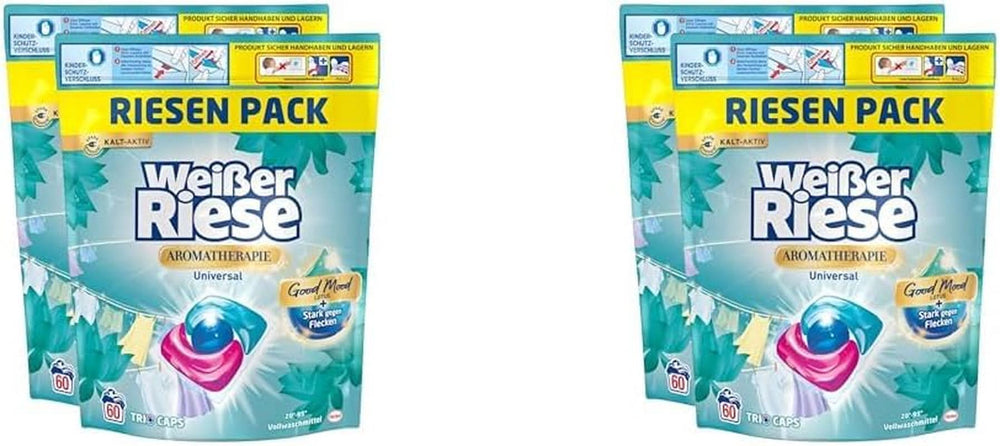 White Giant Universal Trio-Caps Aromathérapie Floral Sensation (120 lavages), Détergent à lessive Lotus, Détergent à lessive robuste intensément parfumé Naty Shop Détergents à lessive 2 x 120 pcs