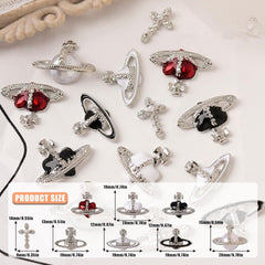 Planet Nail Art Charms, 32 Stück Saturn Form Nagel Edelsteine Für Acrylnägel, Glänzender Nagel Strasssteines Mädchen Nail Art DIY Handwerk Dekoration Zubehör