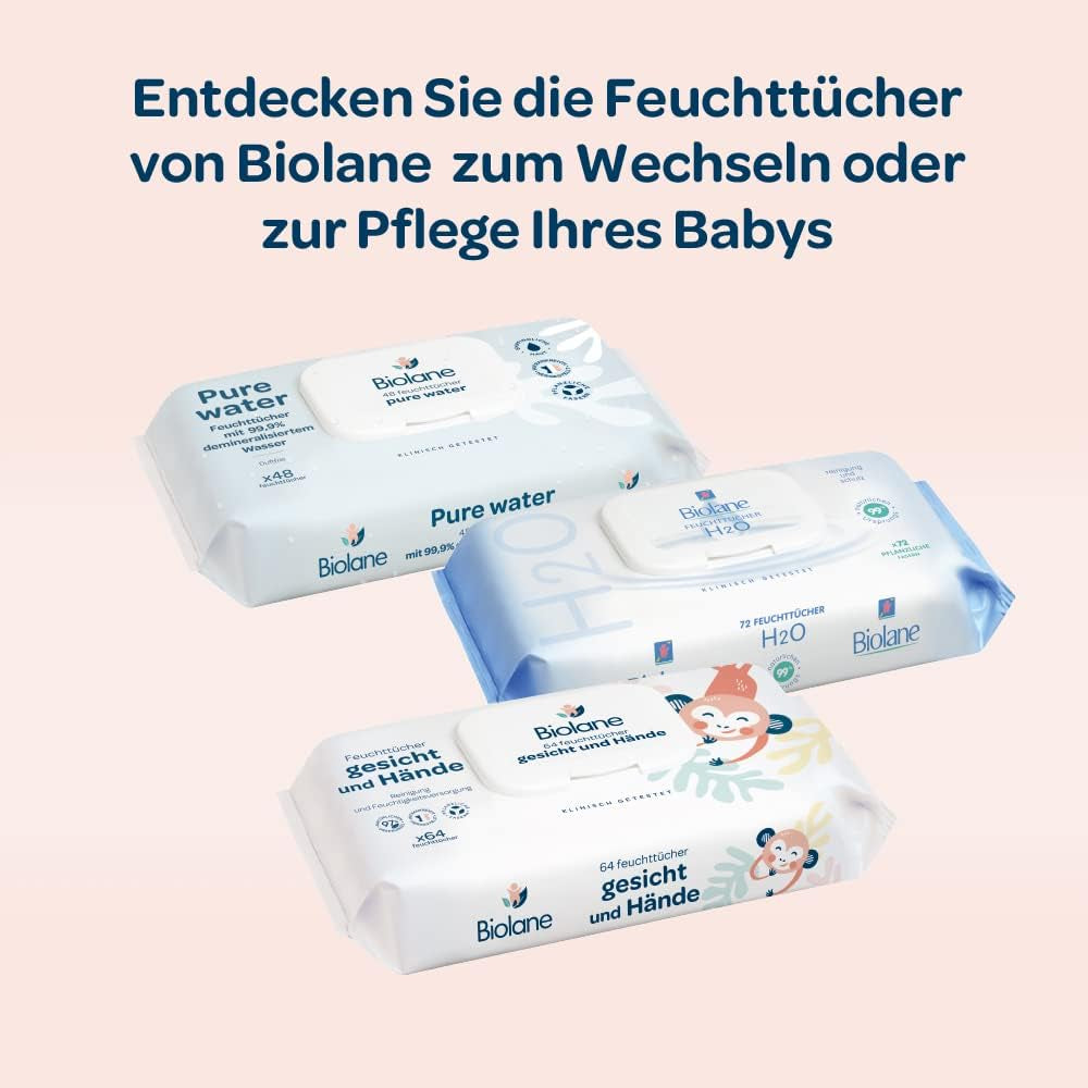 BIOLANE - Lingettes humides bébé, visage et mains - Lingettes nettoyantes extra douces pour l'hygiène - Lingettes humides bébé dès la naissance - Sans alcool - 12 x 64 lingettes (768 lingettes)