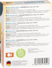 Heitmann Egg Dyes Bright Colors - 4 flacons de teinture pour œufs (jaune, orange, vert, bleu), 2 rehausseurs de couleur, 4 sacs de teinture, 4 clips