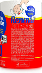 Rouleaux de cuisine Renova Renova Ultrapower | 24 rouleaux XXL = 60 rouleaux standards | 3 couches ultra-absorbantes et à résistance maximale | Papier certifié Fsc