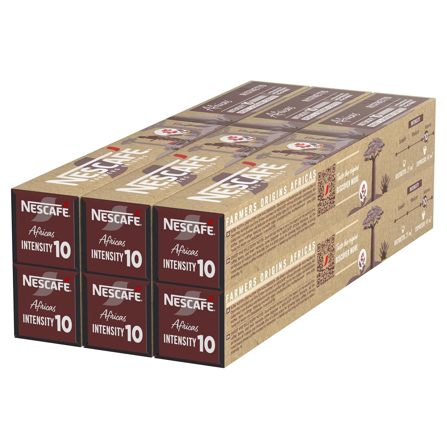 NESCAFÉ Farmers Origins Africas Ristretto 6 x 10 capsules de café - Capsules de café pour machines Nespresso