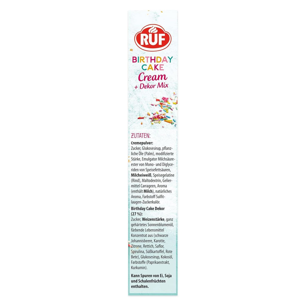 RUF Birthday Cake Cream, pudră de cremă cu aromă de vanilie și caramel și decor colorat, 110 grame Glazuri si Decor Naty Shop