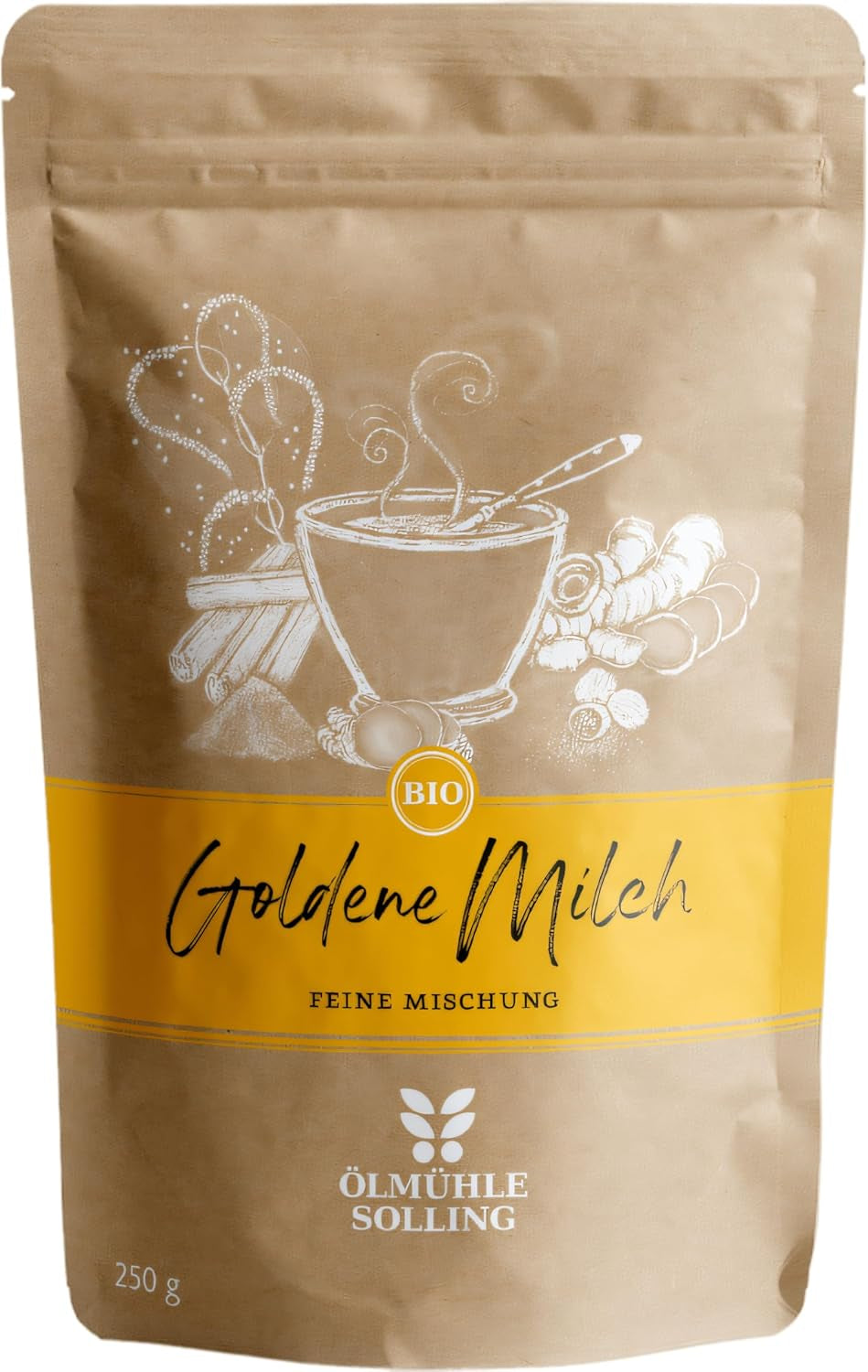 - BIO Goldene Milch Gewürzmischung | Gewürzmischung aus 100 % Bio-Zutaten für die Zubereitung von Goldener Milch. Aussi idéal que Zutat pour Smoothies et Bowls | Contenu : 250 g
