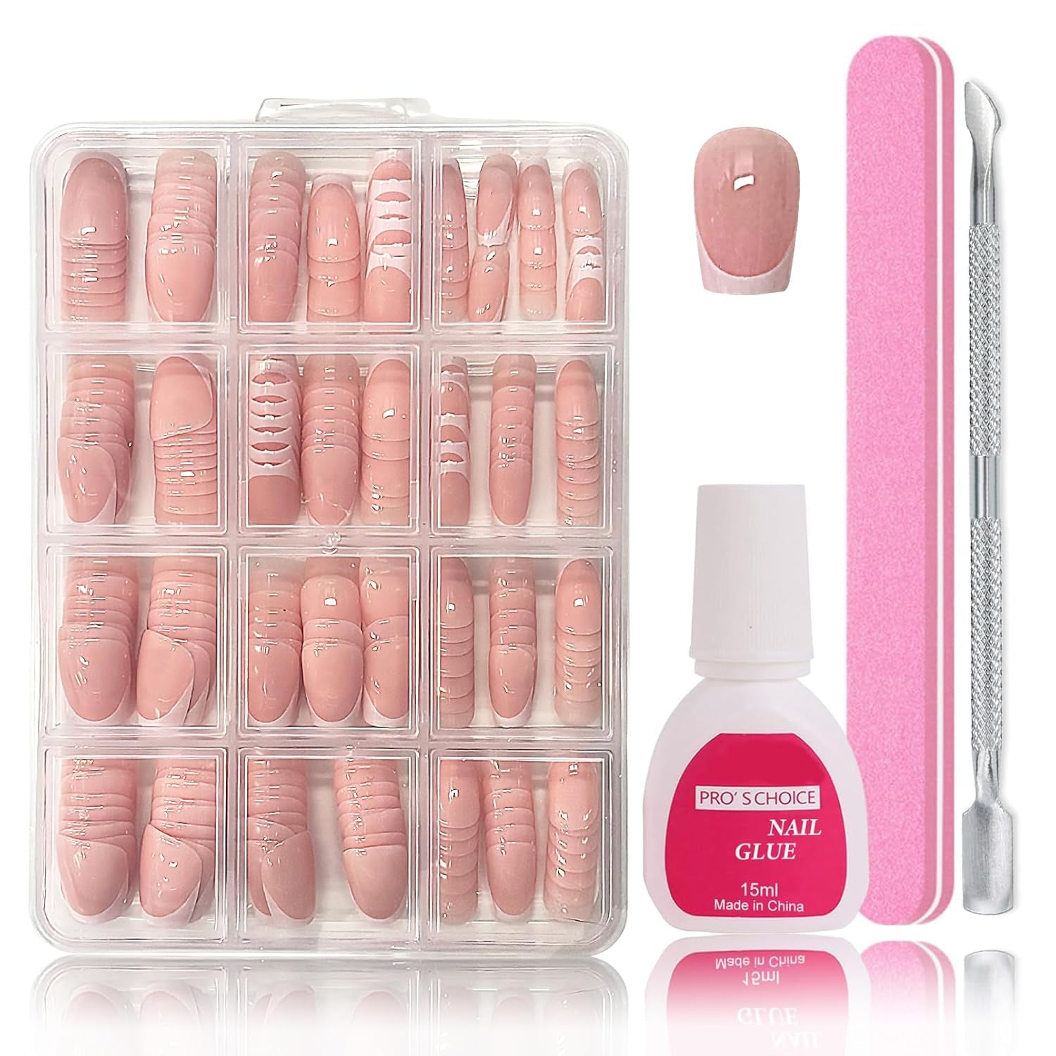 240 Stück Falsche Nägel Tips Set - Französisch Falsche Nägel Zum Aufkleben - Künstliche Nägel Medium Quadrat Ballerina Nail Art Manucure Faux Ongles Für Damen Und Frauen (French Medium Ballerina)