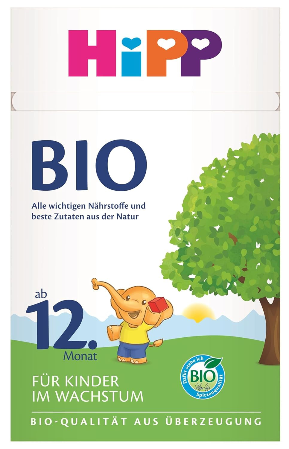 Lait de croissance biologique HiPP (4 x 600 g) après 12 mois avec calcium, fer, vitamines C et D pour les tout-petits en pleine croissance, meilleure qualité biologique
