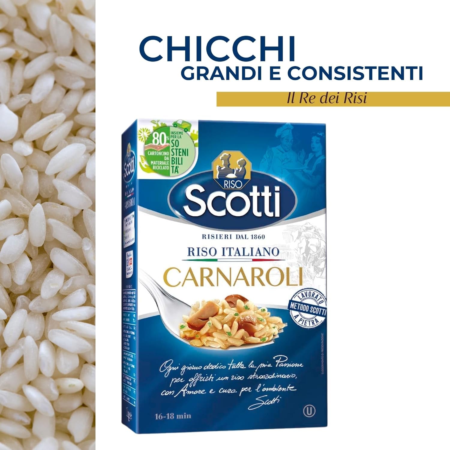 - Carnaroli - Riz extra fin pour risotto, riz d'Italie, prêt en 16 minutes - 1 kg