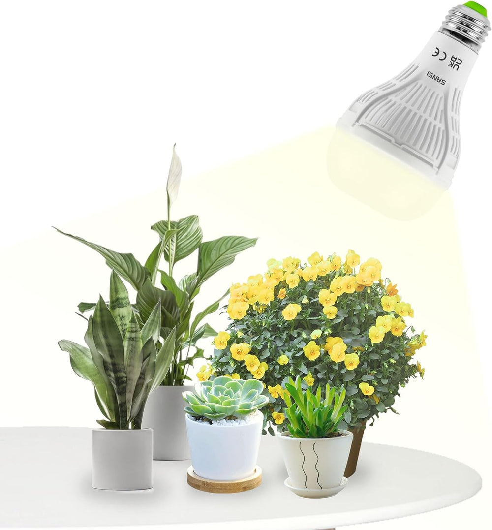 SANSI Lampe de culture LED à spectre complet 30 W pour plantes d'intérieur, équivalent 250 W PPFD E27 élevé, 4000 K, 660 nm, angle de faisceau de 60 °, lampe de culture pour semis, légumes, fleurs, culture hydroponique