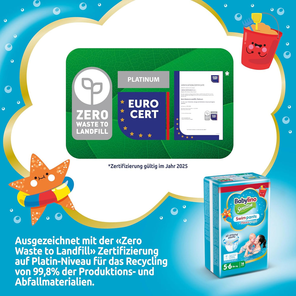 Couches Sensitive Swim Pants, pour mer et piscine, taille 5-6 (plus de 14 kg), 84 pièces