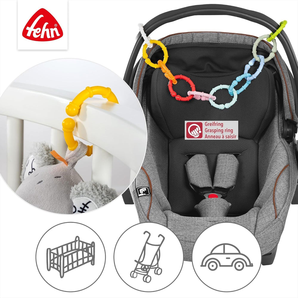 Fehn 10 set d'anneaux de fixation - crochets de fixation pour siège auto, parc et berceau - anneaux de fixation pour chaîne de poussette pour la maison et les déplacements - Anneaux en C pour bébés et tout-petits à partir de 0 mois Jouets Bebe Naty Shop
