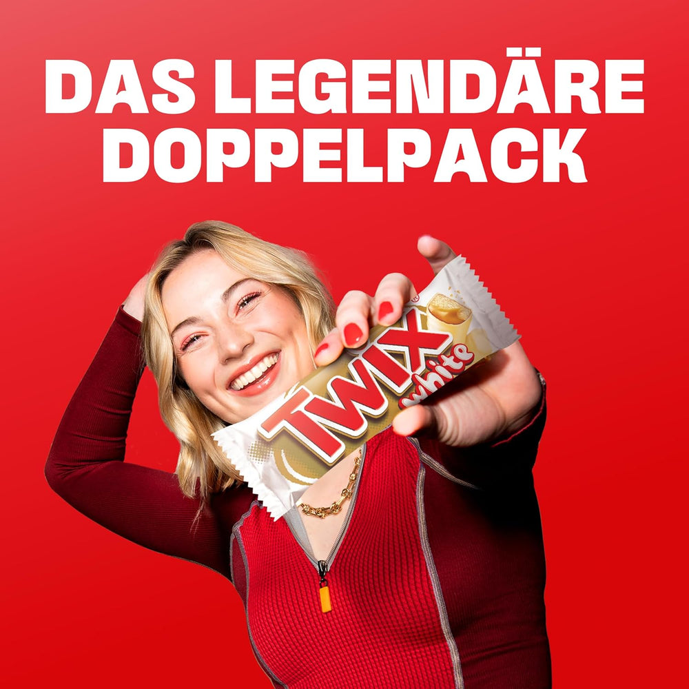 Barres de chocolat blanc Twix ; caramel, biscuits, chocolat blanc ; plusieurs paquets de chocolats ; 5 barres (5 x 46 g)