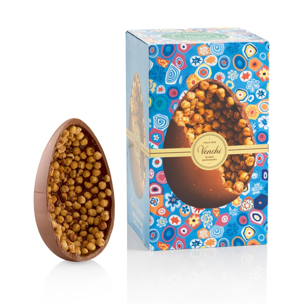 Venchi - Oeuf en chocolat, saveur pistache, à la pistache entière, avec surprise, sans gluten, 500g, collection Pâques, idée cadeau
