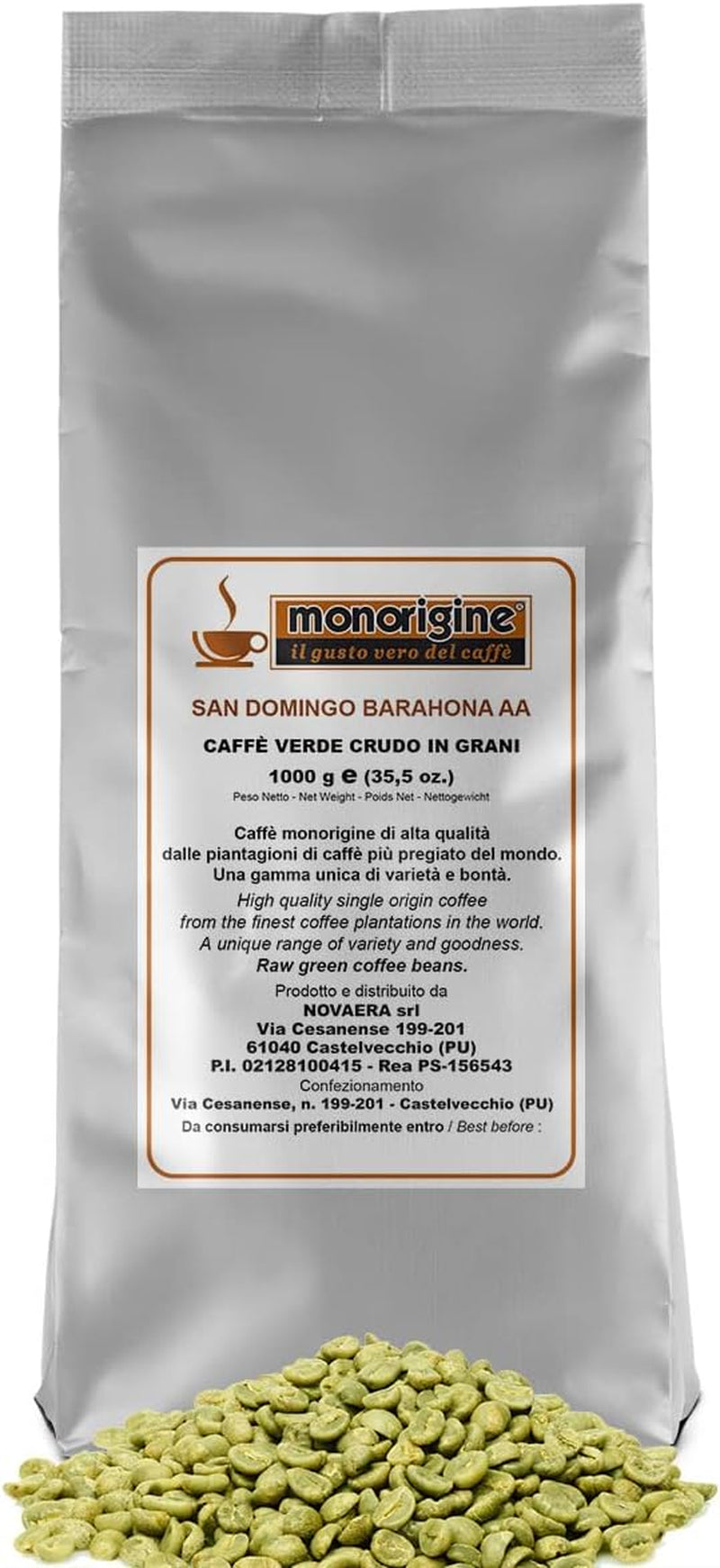 Café vert Arabica Santo Domingo Barahona AA en grains - 1 Kg