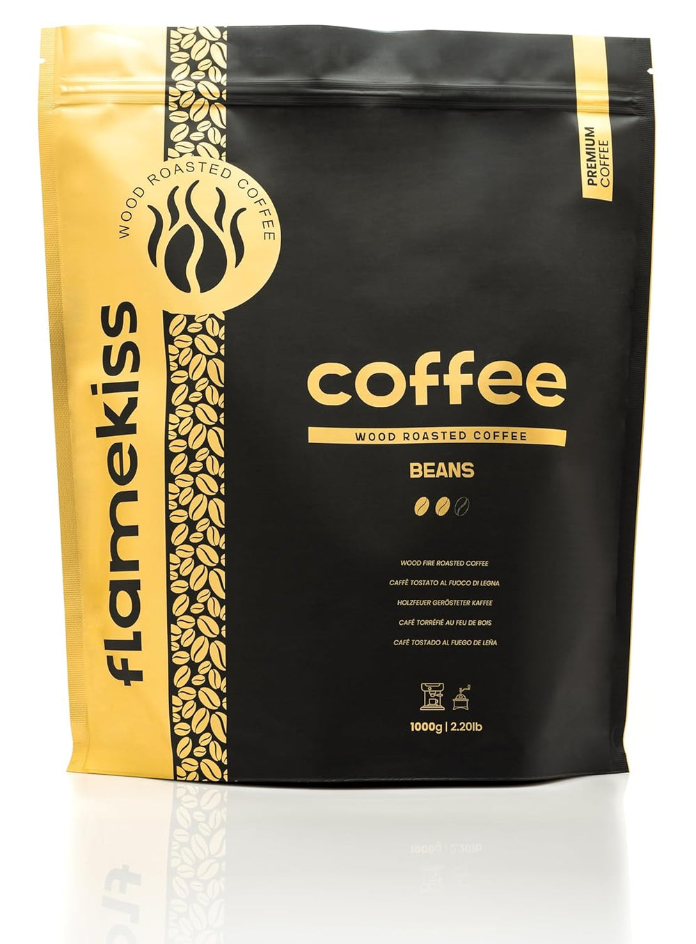 Grains de café 1 kg – Grains d'espresso Arabica et Robusta de haute qualité, torréfiés à la main au feu de bois pour une expérience de café en grains entiers riche et aromatique
