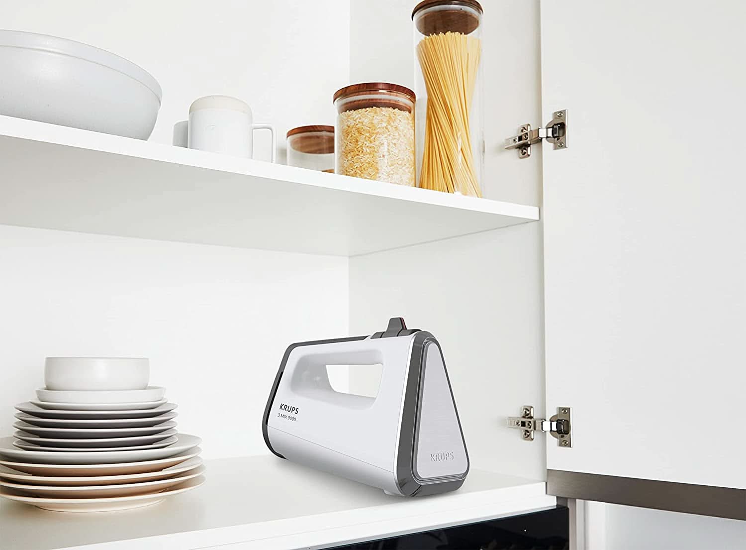 Krups GN9121 3 Mix 9000 Batteur à main | 750 watts | Régulateur de vent | Mode Turbo | Fonctionnalité Auswurff | Poignée ergonomique Schneebesen, Knethaken, Pürierstab-Aufsatz, Messbecher | Blanc/Argent Naty Shop