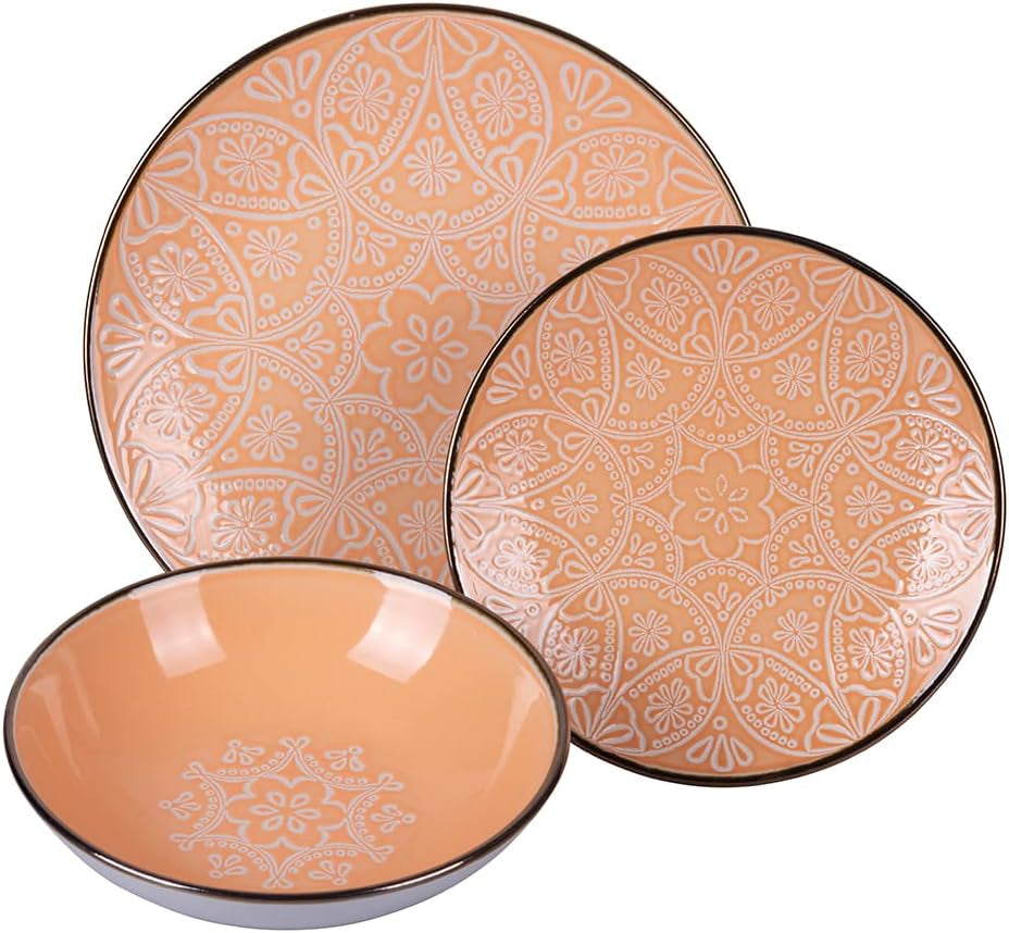 Service de table en grès 12 pièces, 4 assiettes en 4 designs différents, Baku Sunset