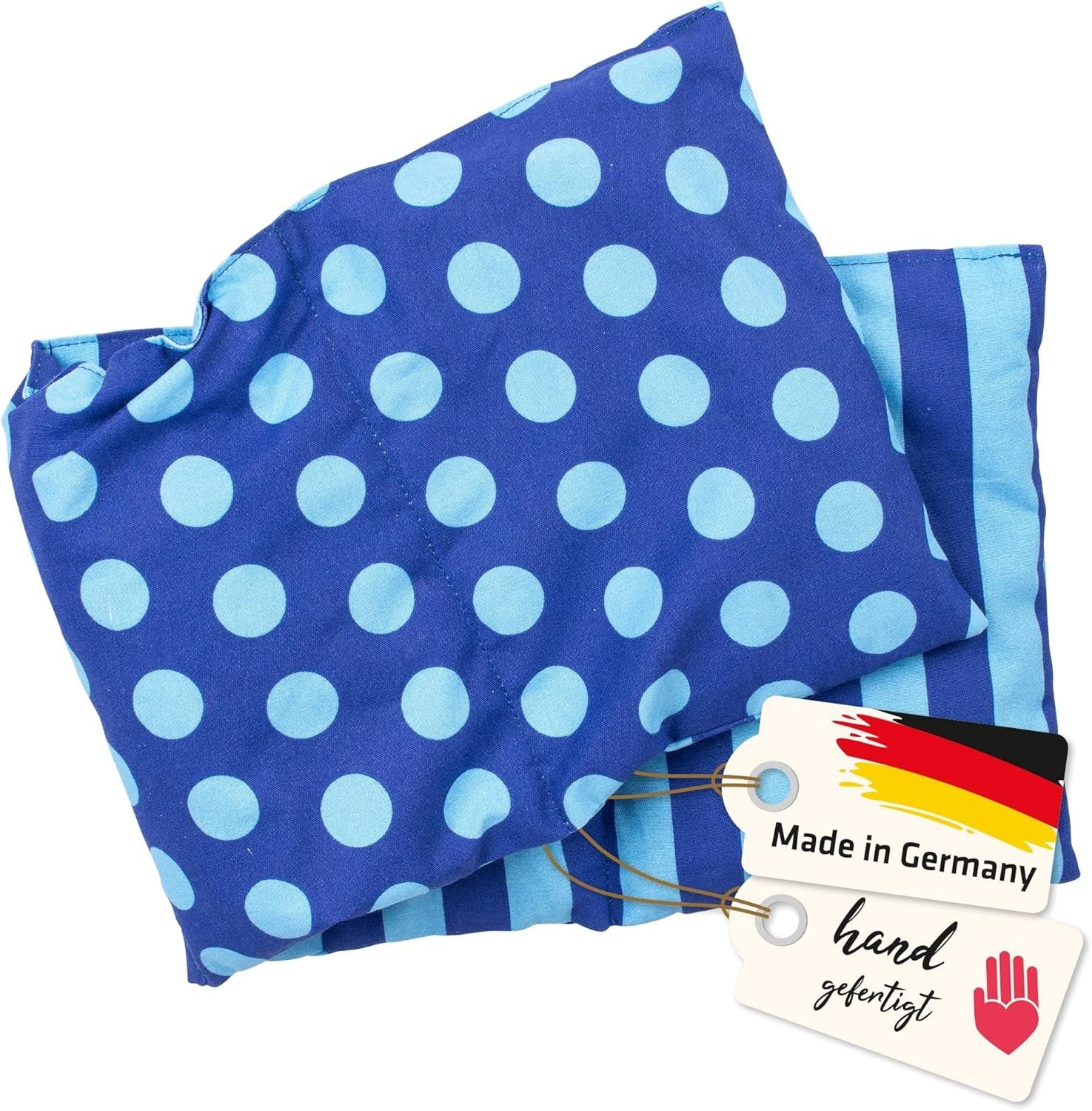 Coussin en noyaux de cerise Passe au micro-ondes et au four - Bleu avec rayures et pois I Fait main I Fabriqué en Allemagne I Env. 20 X 60Cm I Coton Oeko-Tex I Oreiller nuque Oreillers orthopédiques cervicaux Naty Shop Titre par défaut