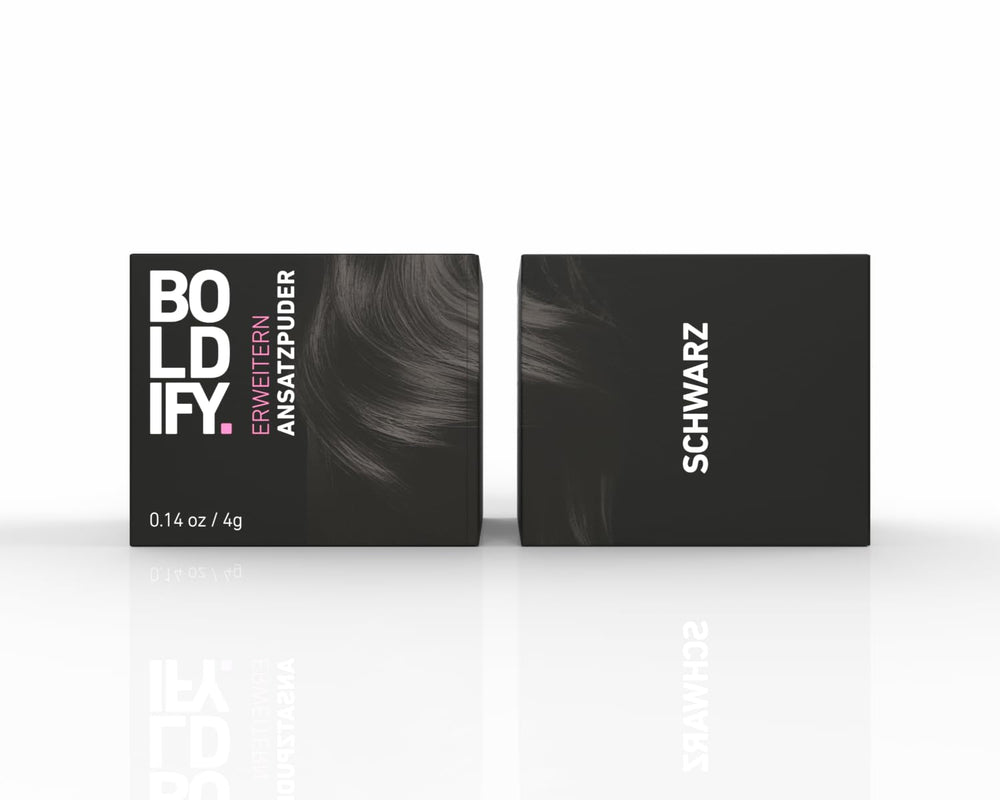 BOLDIFY Root Powder 4g - Correcteur de cheveux épaississant pour femmes et hommes 48h Couverture grise Maquillage capillaire imperméable pour dissimuler les racines (Noir) Naty Shop Coloration Capillaire