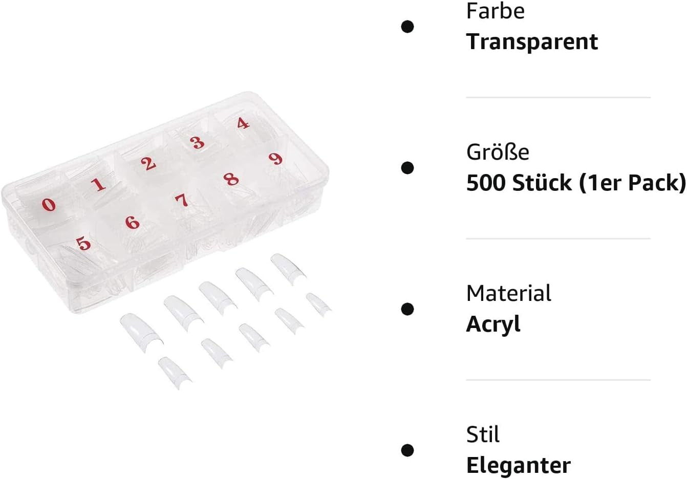 Faux ongles artificiels en acrylique français naturel, 500 pièces, pointes d'art avec boîte pour femmes et filles