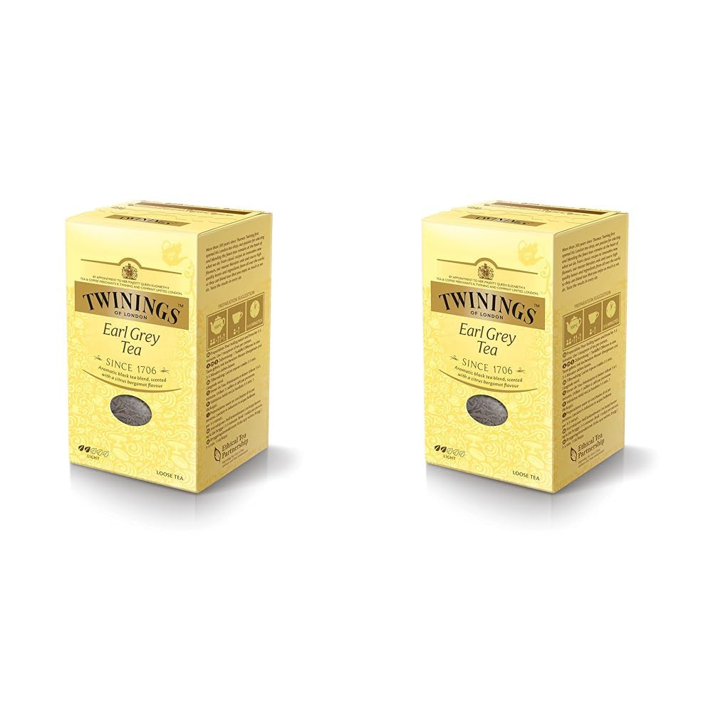 Twinings Earl Grey - Ceai negru în pliculețe, rafinat cu aromă de bergamotă - Ceai negru răcoritor din China, 25 pliculețe (50 g) (pachet cu 4)