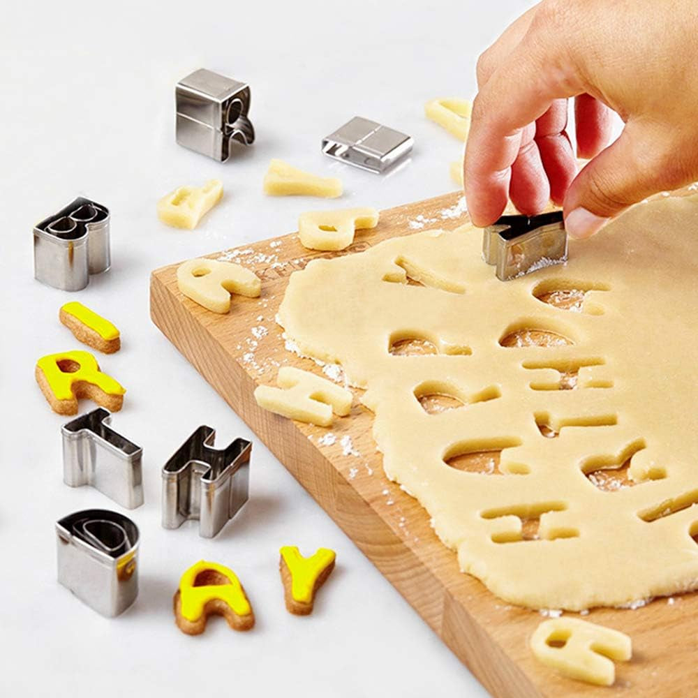 Emporte-pièces lettres de l'alphabet Biscuits fondants bricolage symbole en plastique moule de cuisson en acier inoxydable Biscuits de l'alphabet Gadget de cuisine ensemble d'accessoires de cuisson