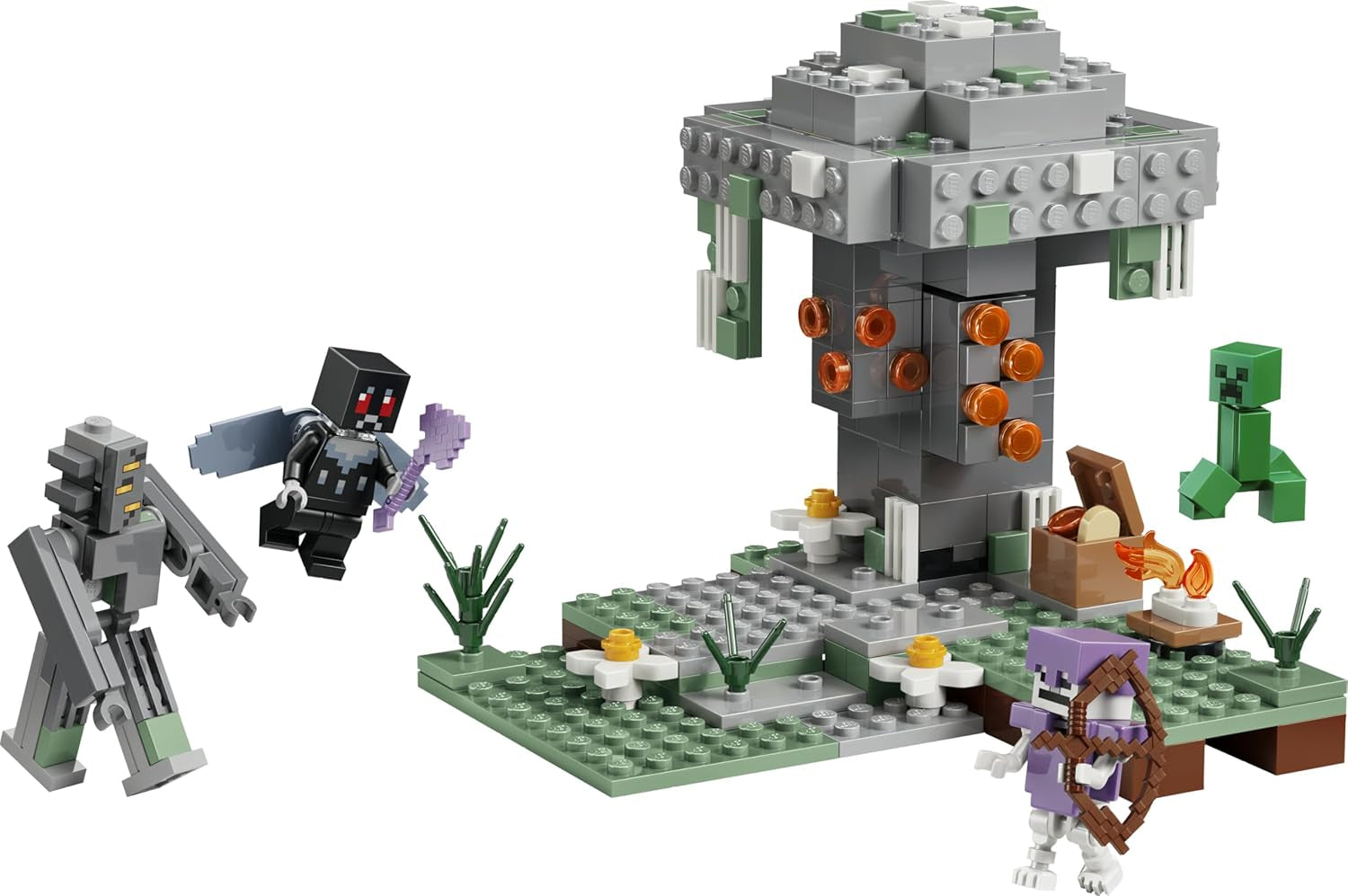 LEGO Minecraft Blasser Garden - Jeux créatifs pour enfants - Jeux pour jeunes et filles à partir de 7 ans - avec figurines Minecraft - Mottenmann, Creeper, Skelet et Knarz - Jeu - 21586