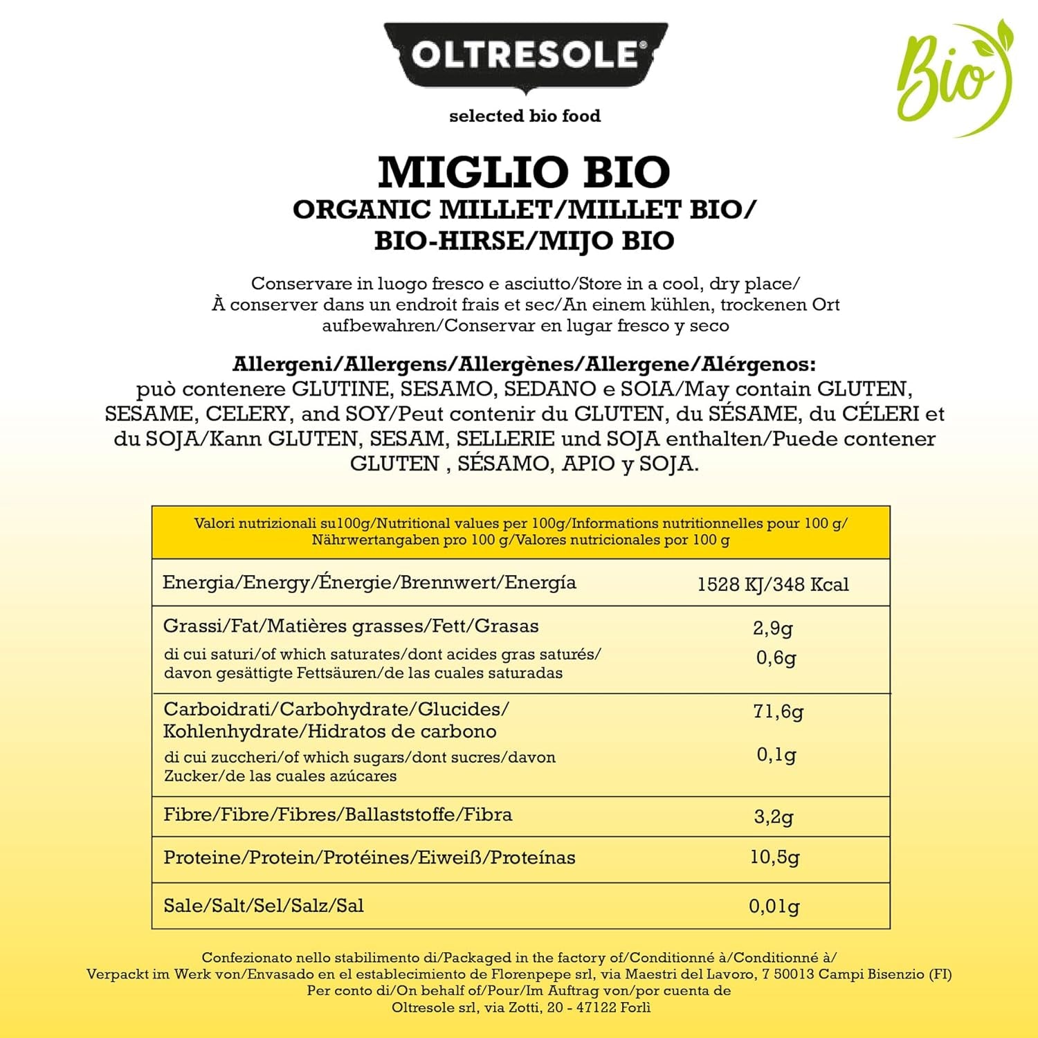 Millet biologique 1 kg, grains biologiques riches en fibres et minéraux, grains de millet jaune pour la consommation, emballage idéal pour la famille