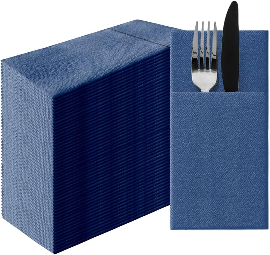 PAW - Șervețele pentru tacâmuri Airlaid - Fabric-like (39 X 40 Cm 1/8 fold) | 50 bucăți | Horeca | Ideal pentru nuntă, botez, comuniune, aniversare | Buzunare pentru tacâmuri | Gri