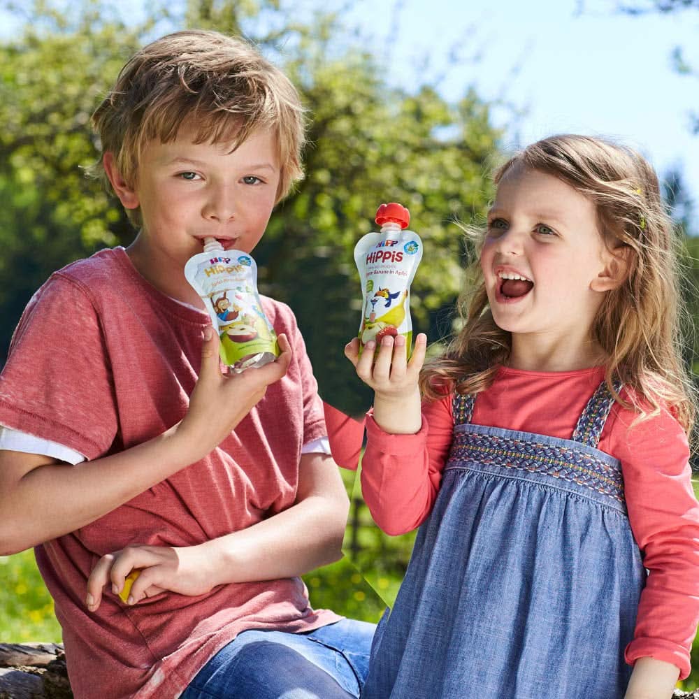 Hipp Super-Hippis squeeze sachets, grenade acérola en pomme-framboise, fruit 100% bio sans sucre ajouté, 6 sachets de 100 g Mère et Enfant Naty Shop